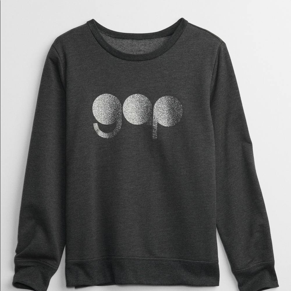 NWT Gap Lpogo Crewneck Sweatshirt True Black Medium - Picture 2 of 4